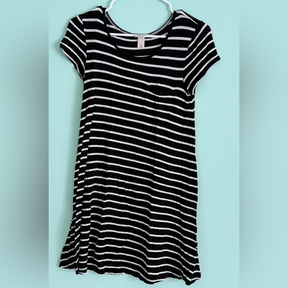Mossimo Supply Co. Black and White Striped Midi Dress